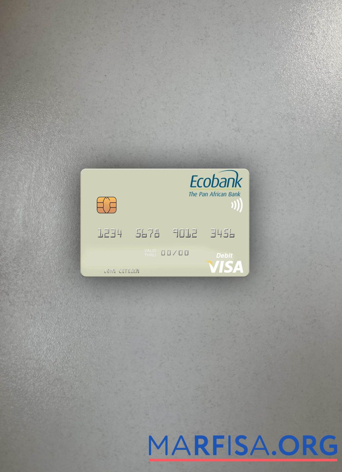 Downloadable Senegal Ecobank Sénégal visa debit card photolook front template